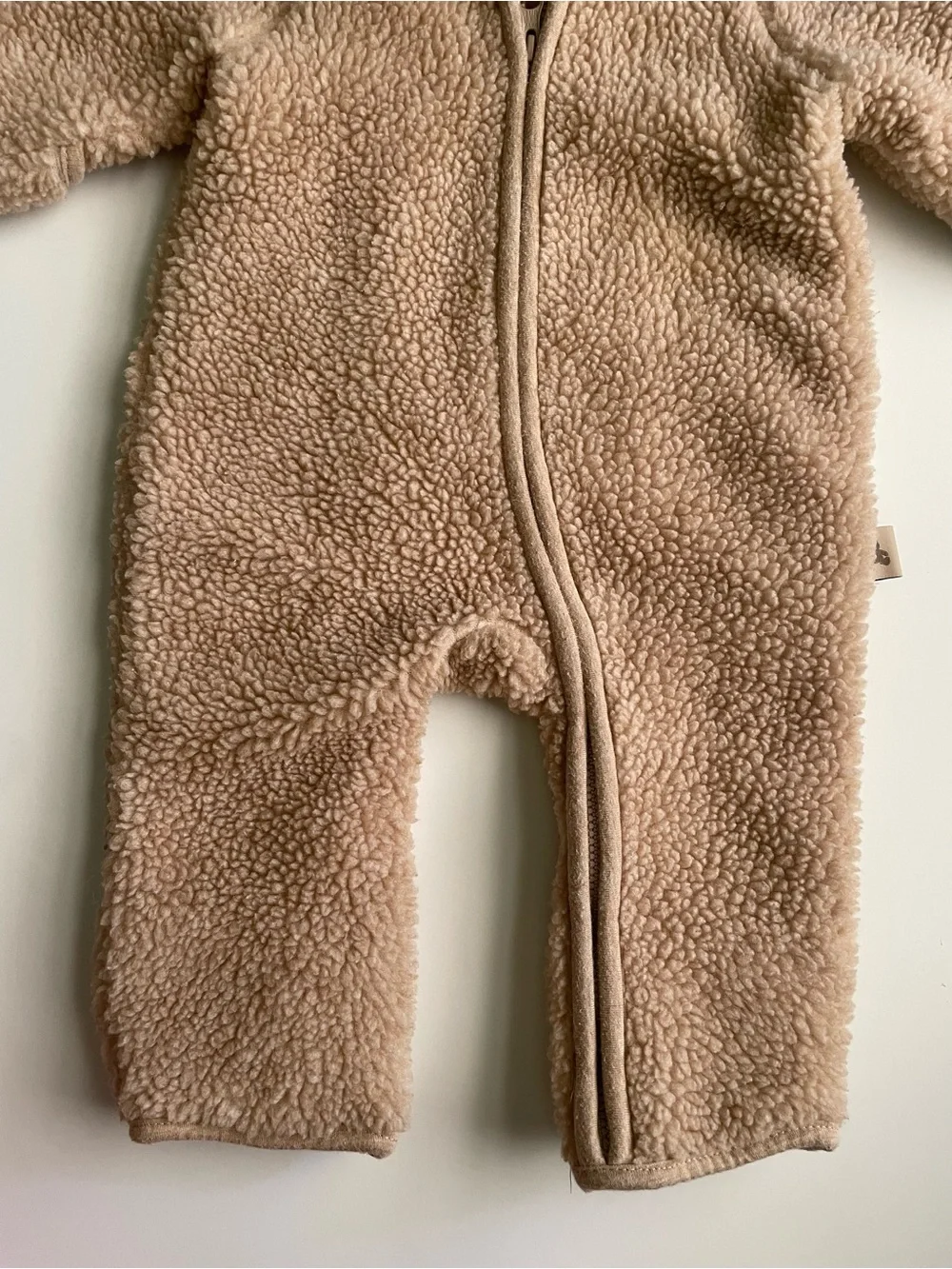baby GAP Beige Teddy Sherpa Hooded Jumpsuit with Ears - Gender Neutral!